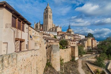 Fototapeta na wymiar View of the old town in Segovia, Spain
