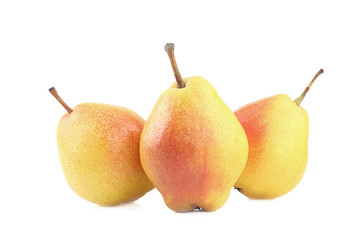 Three pears isolated on white