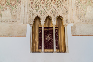 TOLEDO, SPAIN - OCTOBER 23, 2017: Window of El Transito synagogue in Toledo, Spain