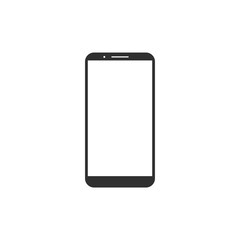 Blank screen. Black smartphone isolated on white background. Vector illustration.