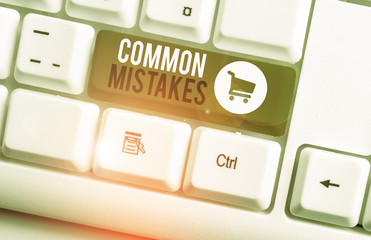 Word writing text Common Mistakes. Business photo showcasing actions that are often used...