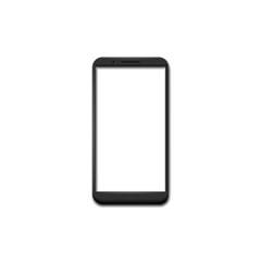 Blank screen. Black smartphone isolated on white background. Vector illustration.