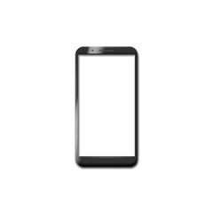 Blank screen. Black smartphone isolated on white background. Vector illustration.
