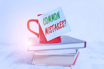 Conceptual hand writing showing Common Mistakes Question. Concept meaning repeat act or judgement...