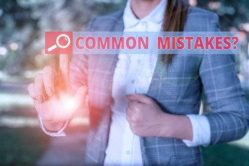 Handwriting text Common Mistakes Question. Conceptual photo repeat act or judgement misguided...