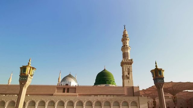 Medina, Saudi Arabia - September 6, 2018: Clips footage of Nabawi&rsquo;s Mosque exterior building in Medina (Madinah) 