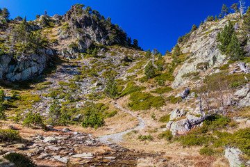 Landscape of Parc Natural Comunal de les Valls del Comapedrosa national park in Andorra