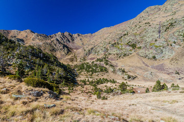 Fototapeta na wymiar Landscape of Pyrenees mountains near Coma Pedrosa peak, Andorra