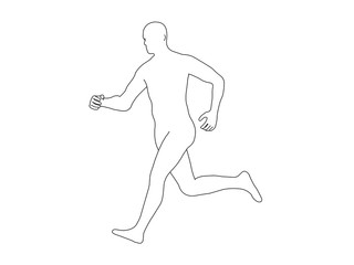 Fototapeta na wymiar Vector line illustration of a running man isolated on white background