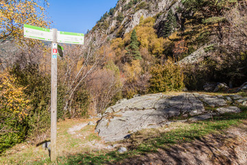 Tourist markings in Madriu-Perafita-Claror Valley, Andorra