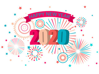 Happy new year 2020 banner. Festive vector illustration