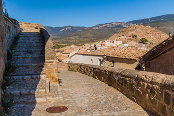 Stone stairway in Bolea village, Aragon province, Spain