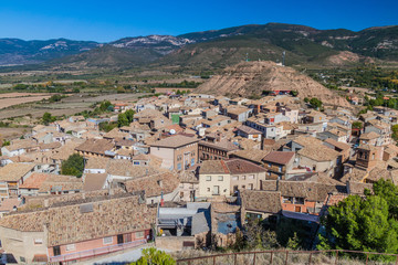 Aerial view of Bolea village, Aragon province, Spain