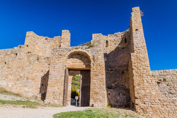 Fototapeta na wymiar Gate of Castle Loarre in Aragon province, Spain