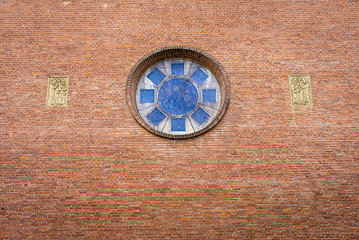 Details of the façade of  Sint-Antonius van Paduakerk in Ede – Wageningen, Netherlands