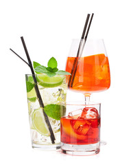 Three classic cocktail glasses