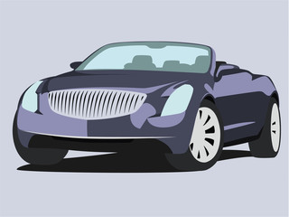Convertible blue realistic vector illustration isolated