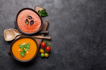 Fototapeta na wymiar Tomato and pumpkin soup