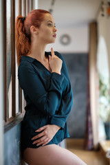 Beautiful woman relaxing at home