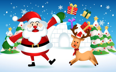 merry christmas.santa claus cute cartoon.for Christmas and Happy New Year background.vector illustration