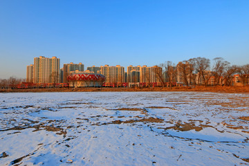 urban snow scene