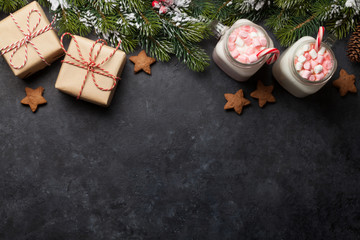 Traditional christmas cocktail with marshmallow