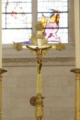 cross, christ, gold, crucifix, faith, holy, catholic, god, Château de Vincennes, paris, france, cathedral, church, religion, old, gothic