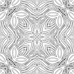Monochrome Seamless Pattern with Mosaic Motif