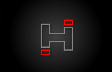 alphabet line H letter red black for company logo icon design