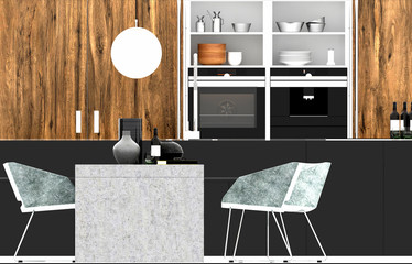 3d render of modern kitchen
