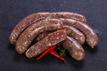 Raw lamb sausages