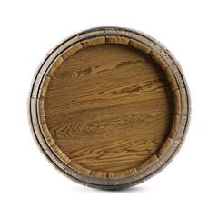 Wooden barrel isolated on white background. Clipping path included. 3d illustration