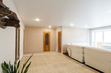 Russia, Moscow- May 17, 2019: interior room apartment. standard repair decoration in hostel