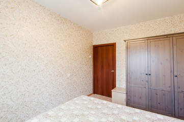 Russia, Moscow- May 17, 2019: interior room apartment. standard repair decoration in hostel