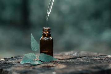 bottle of essential oil aromatherapy modern apothecary  - obrazy, fototapety, plakaty