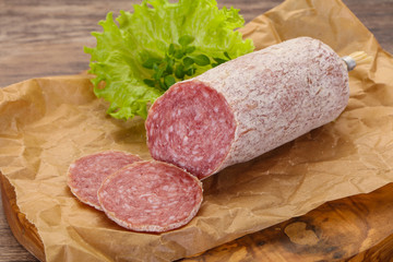 Italian dry Saliami pork sausage