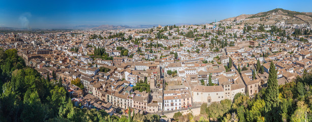 Panorama of the central Granada, Spain