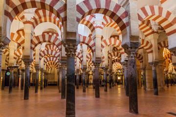 Interior of Mosque–Cathedral (Mezquita-Catedral) of Cordoba, Spain