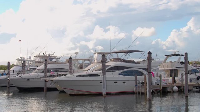 Luxury Miami yachts stock footage 4k