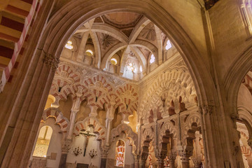 Fototapeta premium CORDOBA, SPAIN - NOVEMBER 4, 2017: Interior of Mosque–Cathedral (Mezquita-Catedral) of Cordoba, Spain