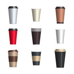 Set of glossy coffee cups, vector illustration.