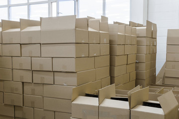 cardboard boxes in the packaging workshop