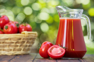 tomato juice in glass jug