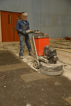 grinding off old carpet squares