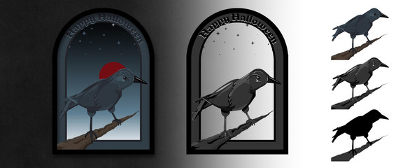 Halloween Raven Vector Illustration