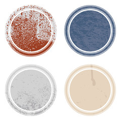 Set of templates of color round retro vintage grunge frames for greetings, promotion and price. Vector elements with scratched effect  for posters, sites, web, shops, websites, labels, design.