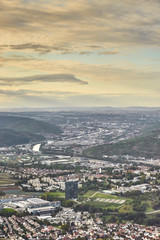 High angle view of Neckar Valley next to Stuttgart