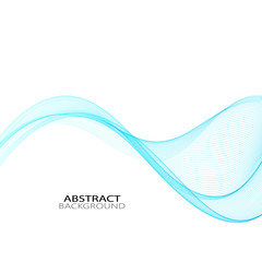  Abstract white background with horizontal stylish blue wave. Design element