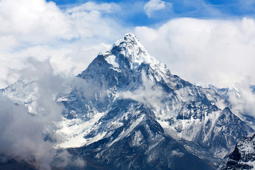 Ama Dablam Mount view in Sagarmatha National Park, Nepal Himalaya