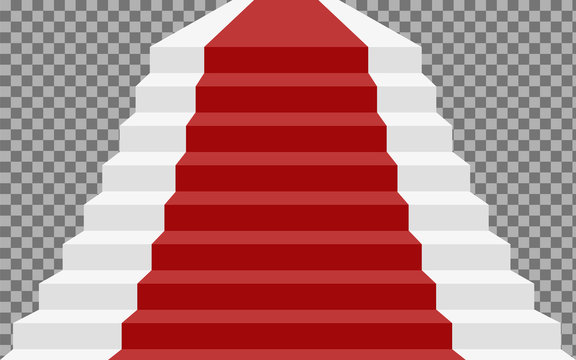 Realistic stone staircase with red carpet. Luxurious style. Vector illustration, eps 10